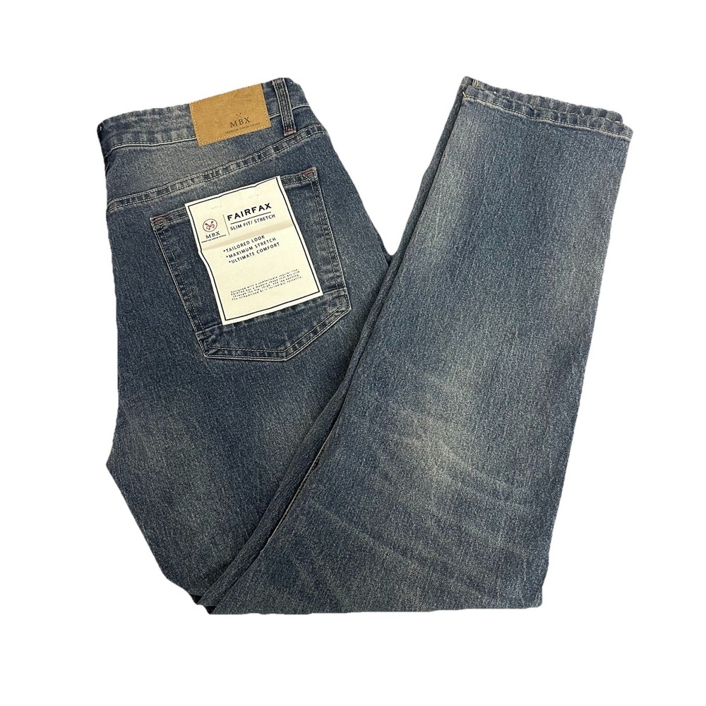 MBX ‎ Men's Fairfax Denim, Slim Fit Stretch Premium Jeans Peace Size 36X30 New